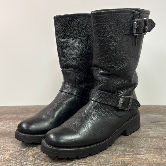 Frye Shoes - Frye Black Leather Mid-Calf Heeled Boots